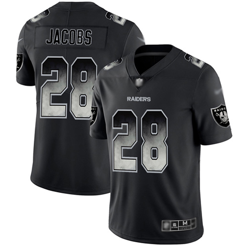 Men Oakland Raiders Limited Black Josh Jacobs Jersey NFL Football #28 Smoke Fashion Jersey